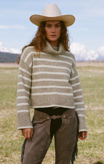 Sweaters Josephine Stripe Turtleneck Sweater Heather Taupe from Z Supply clothing.