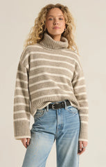 Sweaters Josephine Stripe Turtleneck Sweater Heather Taupe from Z Supply clothing.