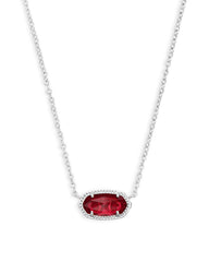 Elisa Silver Pendant Necklace - Berry Front View