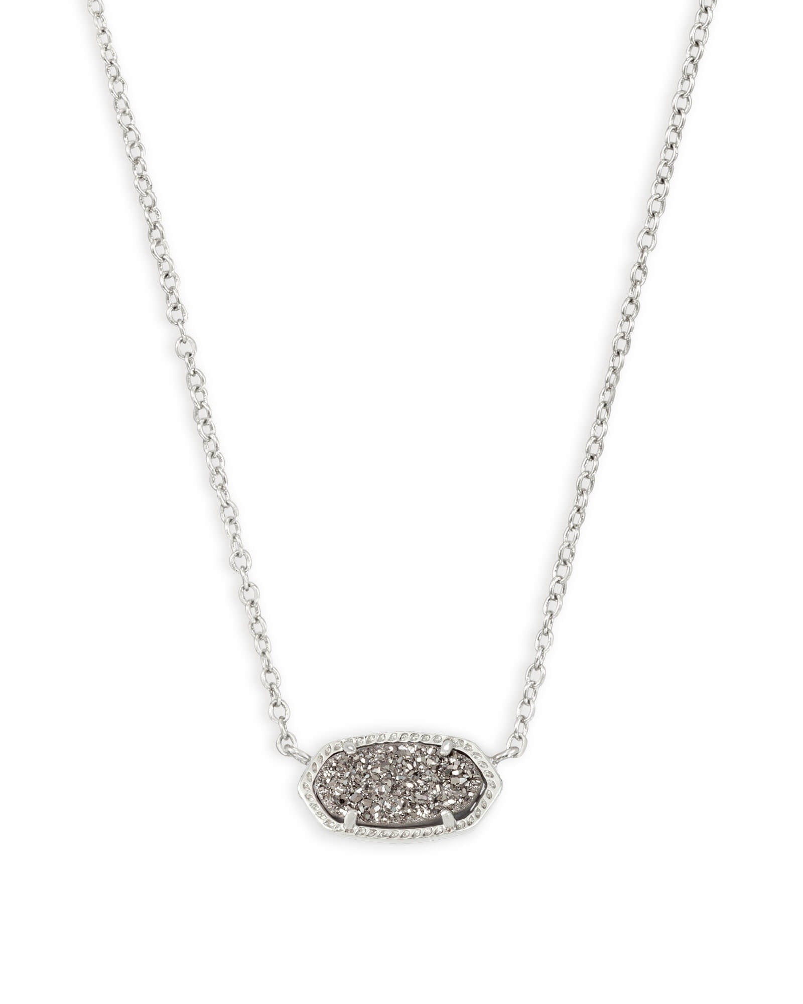 Kendra Scott Elisa Rhodium Platinum Drusy Necklace