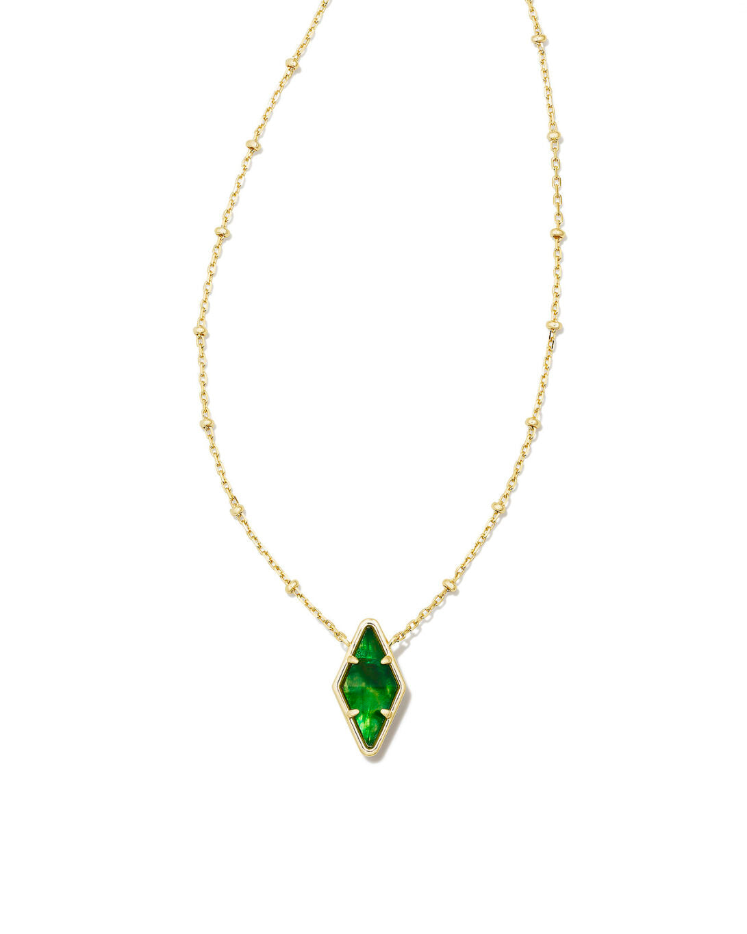 Kinsley Short Pendant Necklace Gold Kelly Green Illusion
