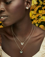 Ari Rhodium - Ivory Mother of Pearl Necklace Model View