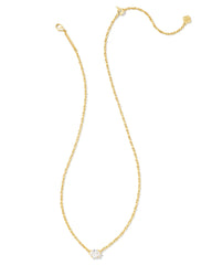 Cailin Crystal Pendant Necklace In Gold Metal White Cz.