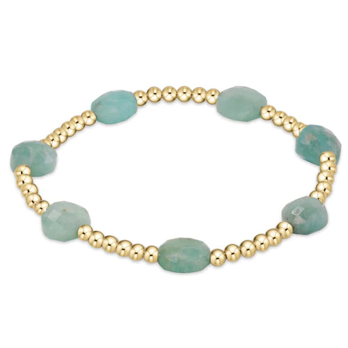 Admire Gold 3mm Bead Bracelet - Amazonite - enewton