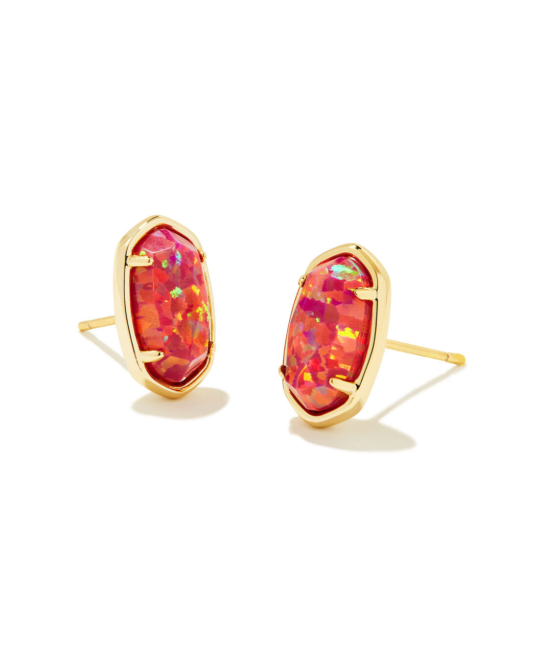 Grayson Stone Stud Earrings Gold Berry Kyocera Opal