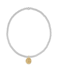 Classic Sterling Mixed Metal 2mm Bead Bracelet - Inspire Small Gold Charm