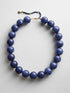 BaubleBar Jane Beaded Necklace in Blue with glossy marbled beads, lobster clasp and beaded extender