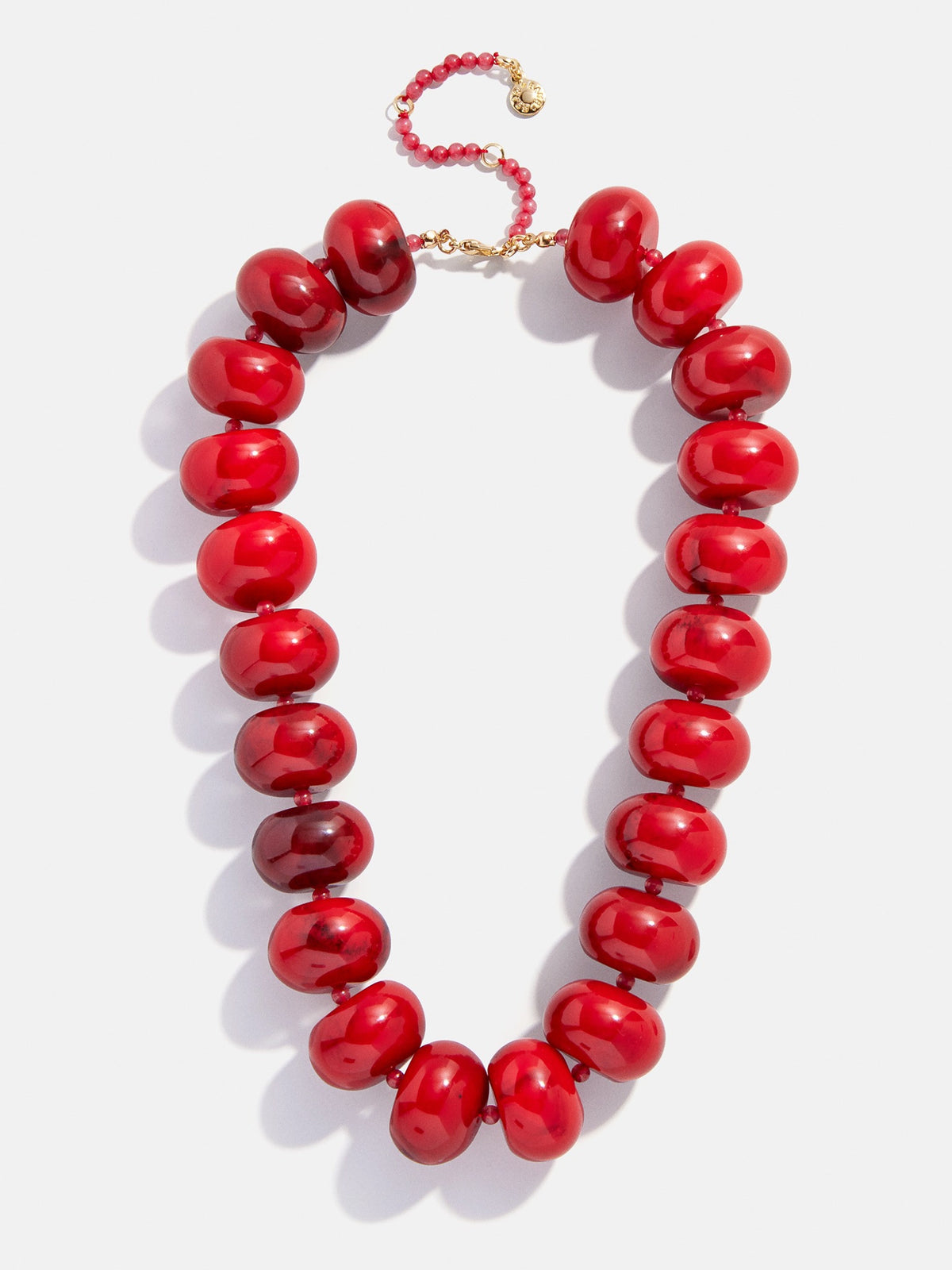 BaubleBar Joan Semi-Precious Necklace in Red with clasp and beaded extender