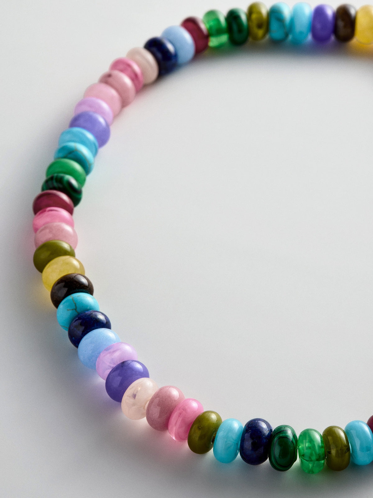 Close-up of multicolored beads on the BaubleBar Joyce necklace