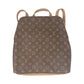 Front view of Beaudin Riley backpack in bronze with full monogram panel