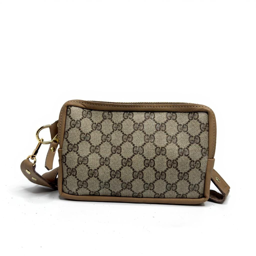 Beaudin Designs Bella Belt Bag in Mocha Mousse with upcycled interlock full-front canvas