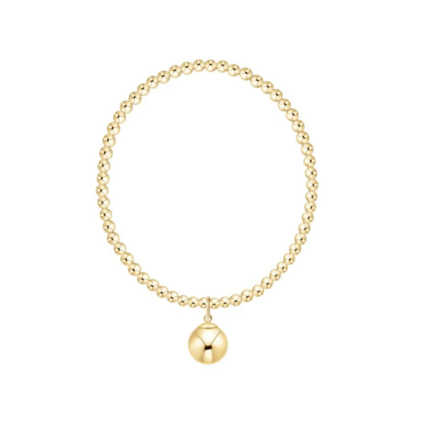 Extends Classic Gold 3mm Bracelet - Classic Gold 10mm Charm