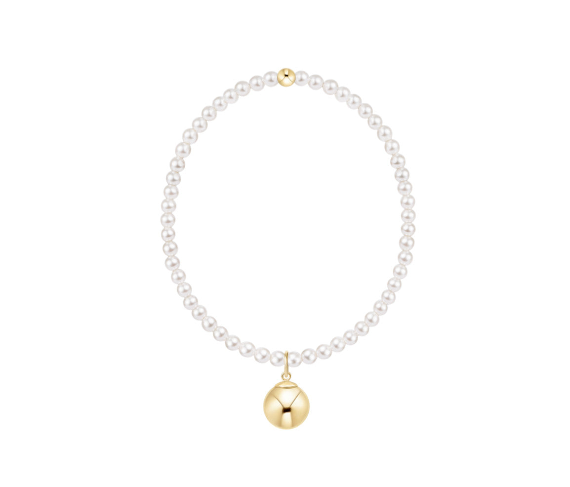 Extends Classic Pearl 3mm Bracelet - Classic Gold 10mm Charm