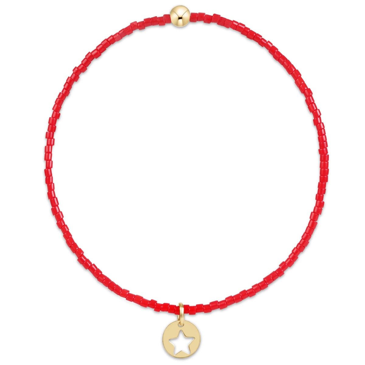 egirl Hope Classic Bracelet - Bright Red - Star Small Gold Disc