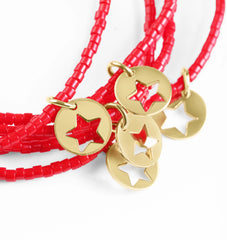 egirl Hope Classic Bracelet - Bright Red - Star Small Gold Disc