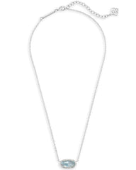 Elisa Silver Pendant Necklace - Light Blue Illusion Chain View