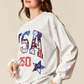 Embroidered USA Patchwork Crewneck