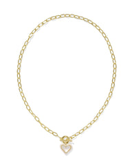 Ari Heart Enamel Frame Link And Chain Necklace