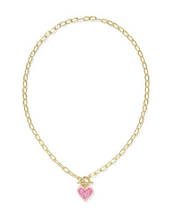 Ari Heart Enamel Frame Link And Chain Necklace