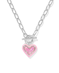 Ari Heart Enamel Frame Link And Chain Necklace