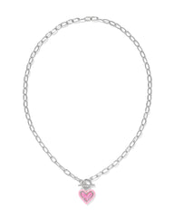 Ari Heart Enamel Frame Link And Chain Necklace