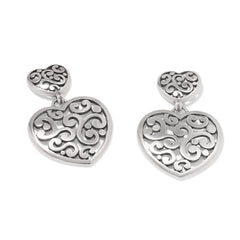 Contempo Heart Double Post Drop Earrings