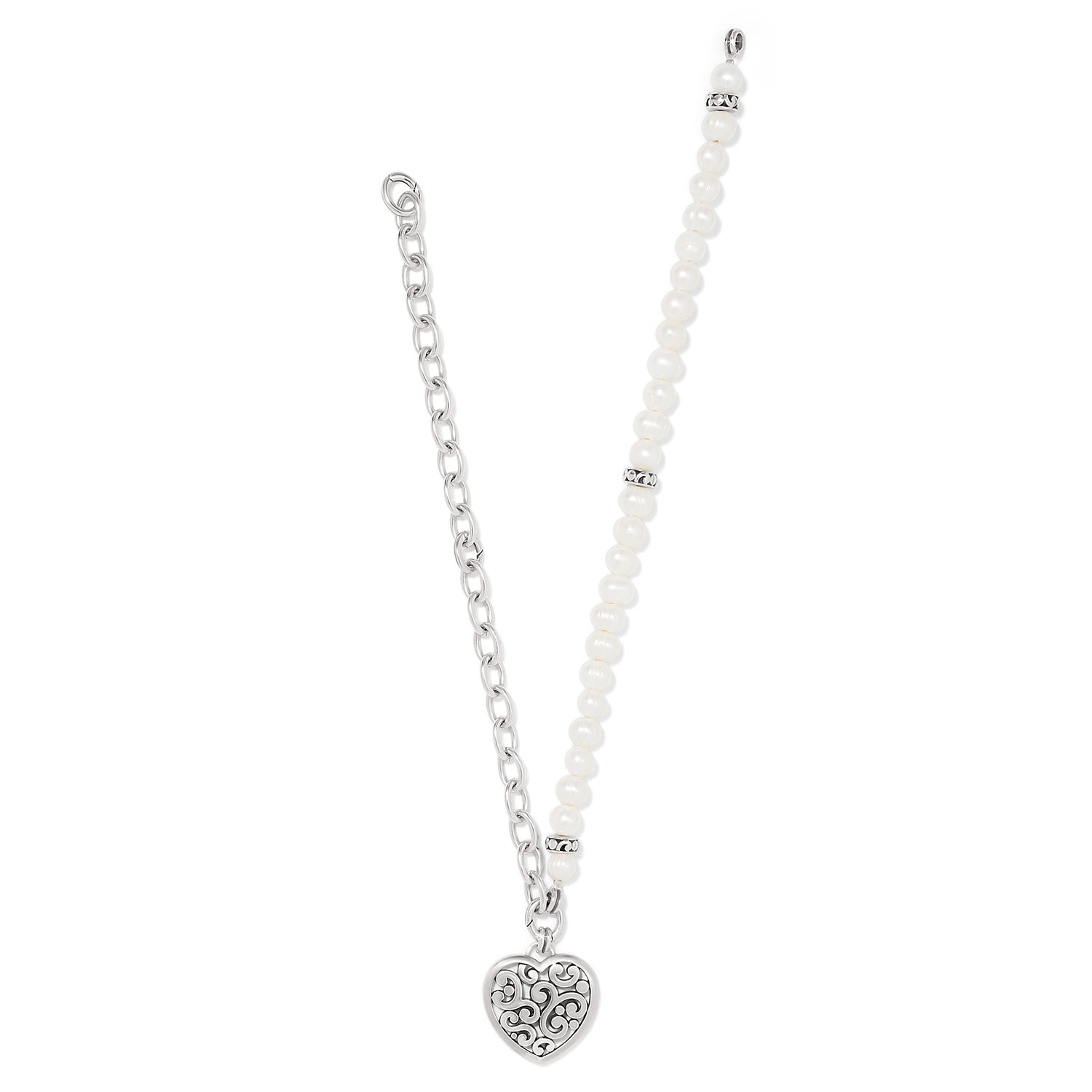 Contempo Heart Pearl Charm Necklace