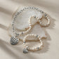 Contempo Heart Pearl Stretch Bracelet