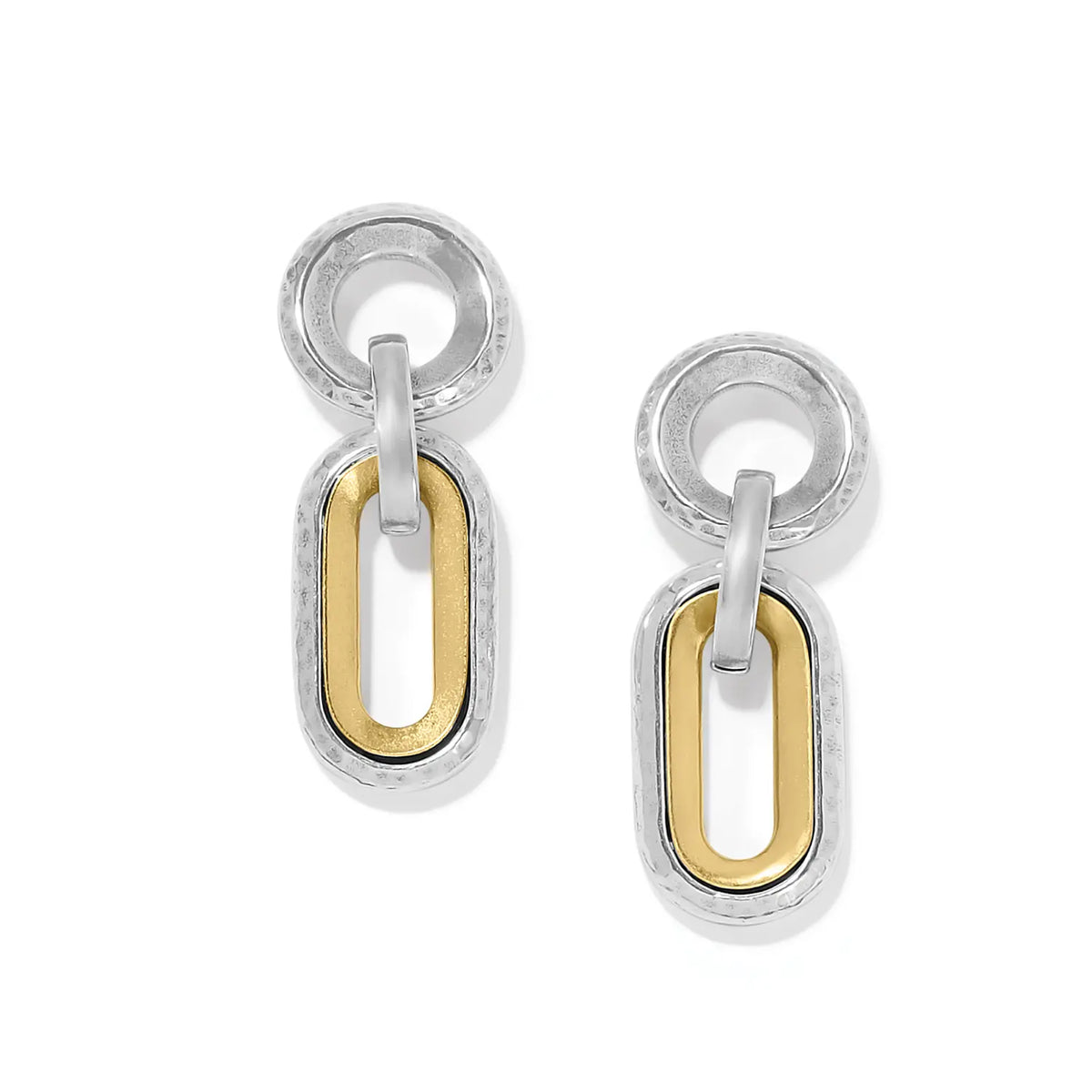 Medici Two Tone Link Post Drop Earrings.