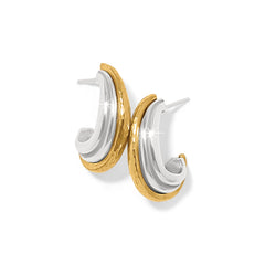 Ferrara Deco Small Hoop Earrings - Silver-Gold