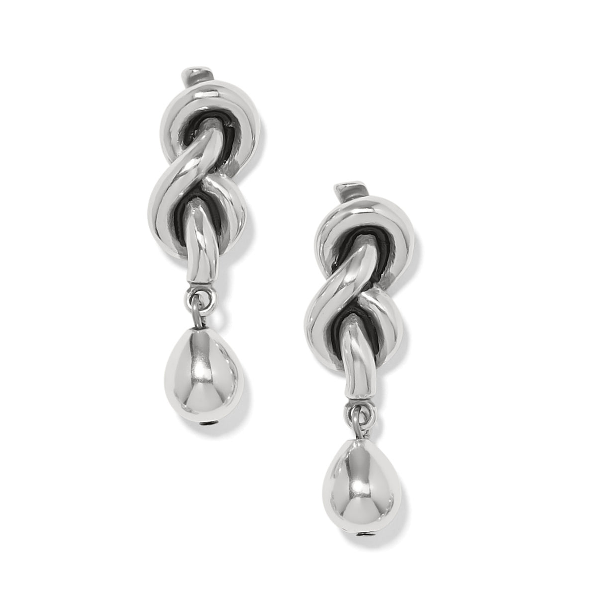 Interlok Single Knot Drop Earrings - Silver