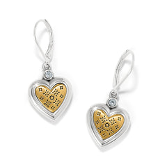 Mosaic Heart Two Tone Leverback Earrings