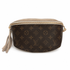 Britt Belt Bag - Upcycled Monogram Full Front - Stone front view