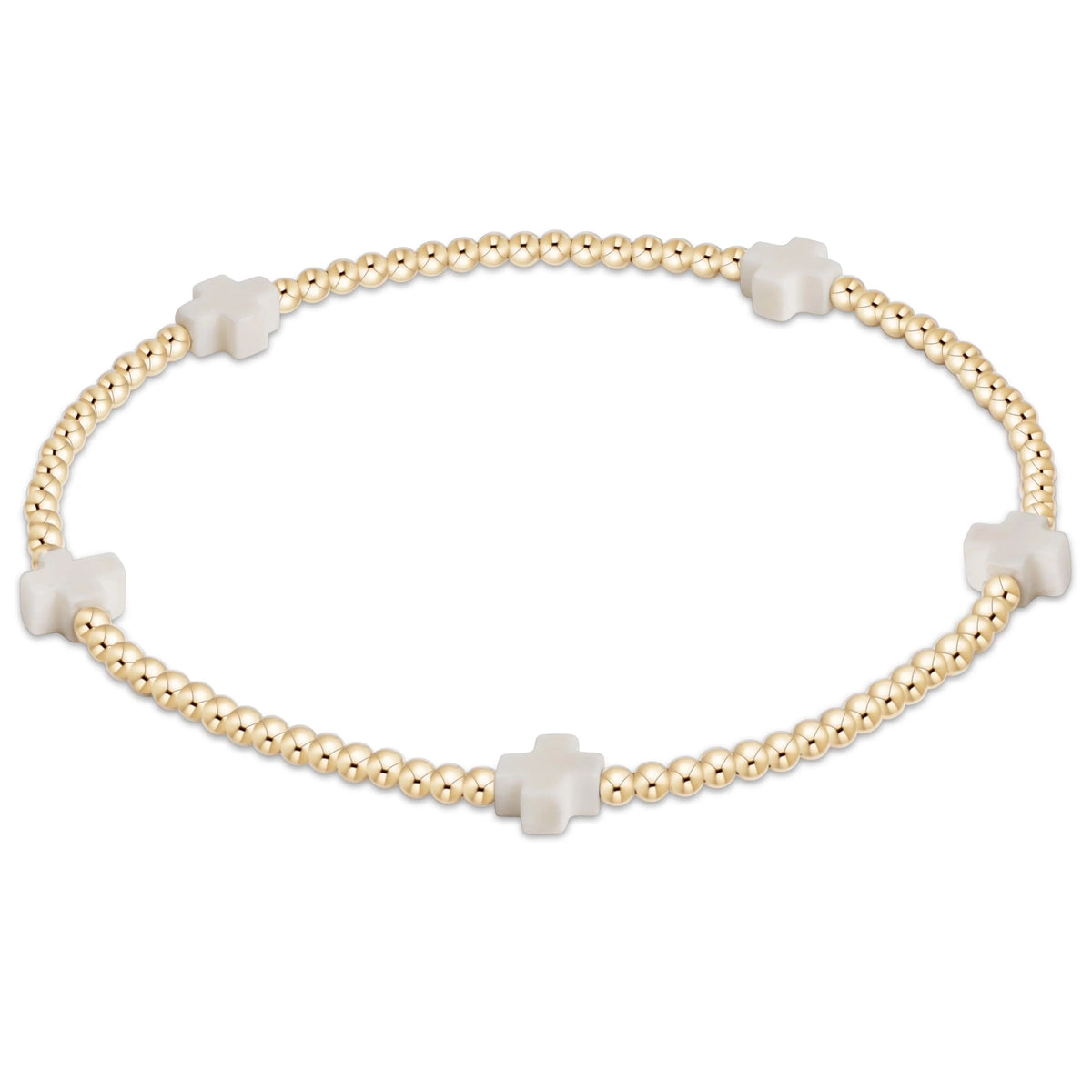 Signature Cross Small Gold Pattern 2mm Bead Bracelet