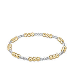 Classic Joy Pattern 4mm Bead Bracelet - Mixed Metal