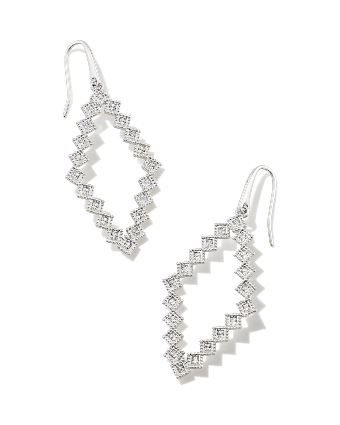 Kinsley Open Frame Earrings Silver White Cz