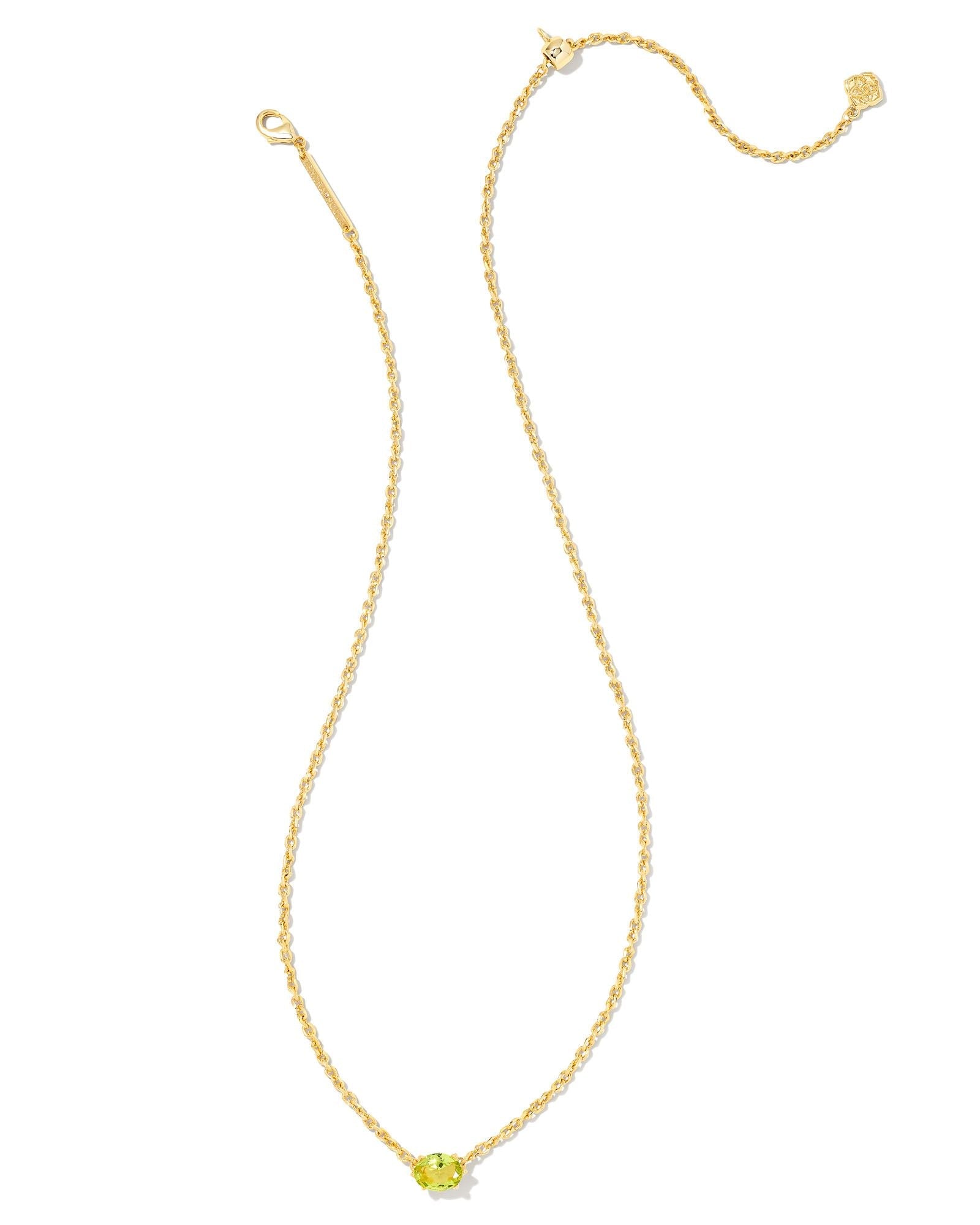 Cailin Crystal Pendant In Necklace Gold Peridot Crystal.
