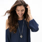 Floral Heart Locket Necklace Model View