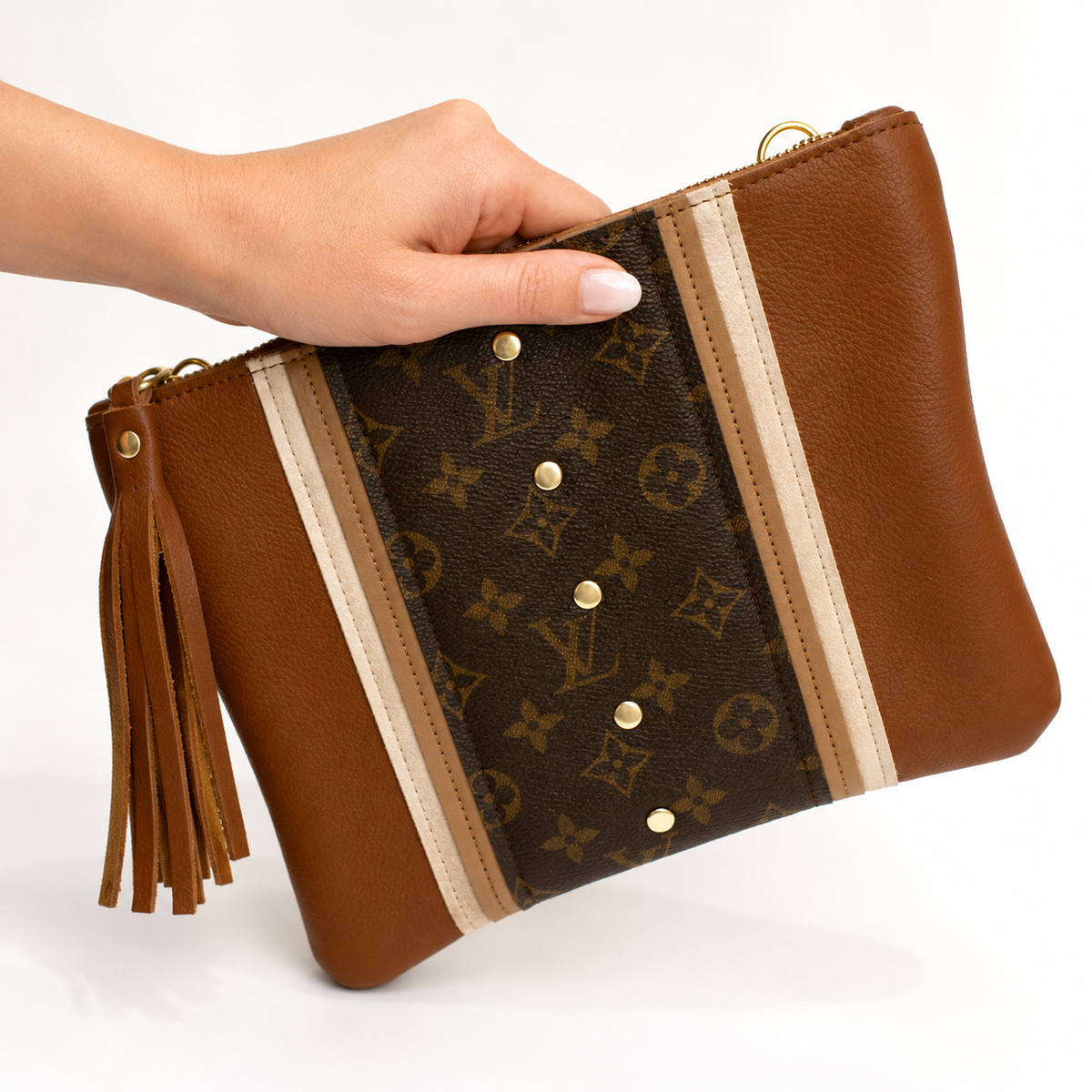Caroline Crossbody - Upcycled Monogram - Sienna detail view 1