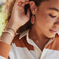 Elle Rhodium - Rose Quartz Earring