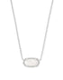 Elisa Silver Pendant Necklace - Mother of Pearl Front View