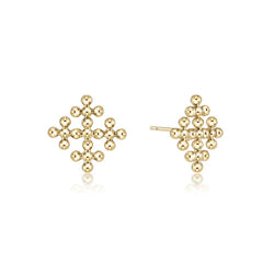 Classic Beaded Signature Cross Encompass Gold Stud Earrings - Enewton
