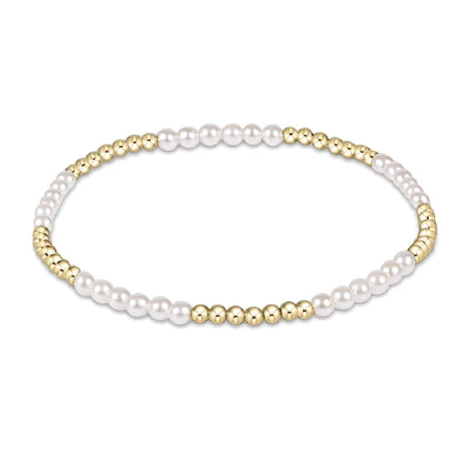 Classic Blissful Pattern 2.5mm Bead Bracelet - 3mm Pearl