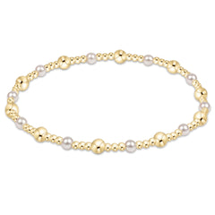 Classic Gold Sincerity Pattern 4mm Bead Bracelet - Pearl