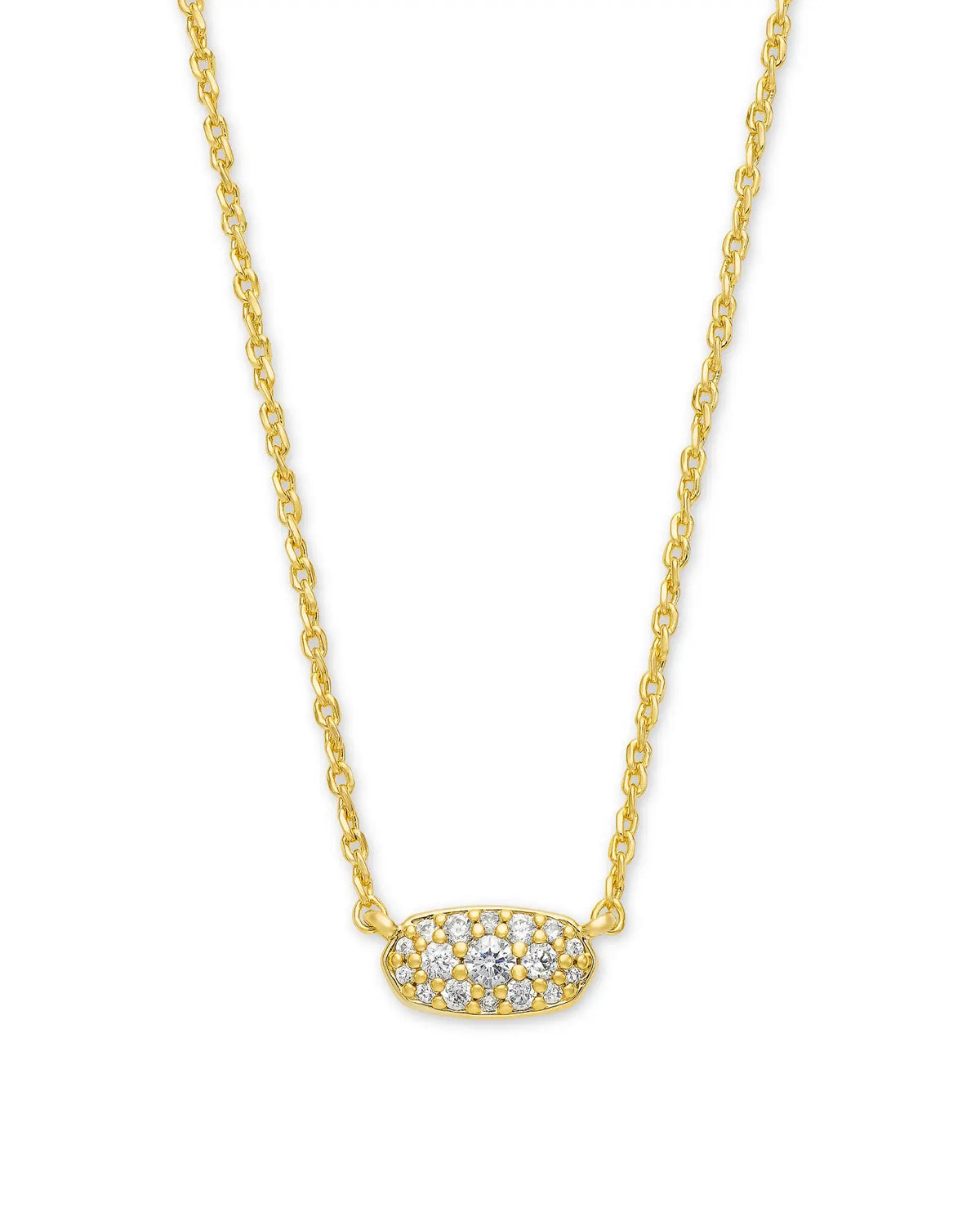 Grayson Crystal Pendant Necklace Gold White CZ