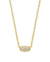 Grayson Crystal Pendant Necklace Gold White CZ