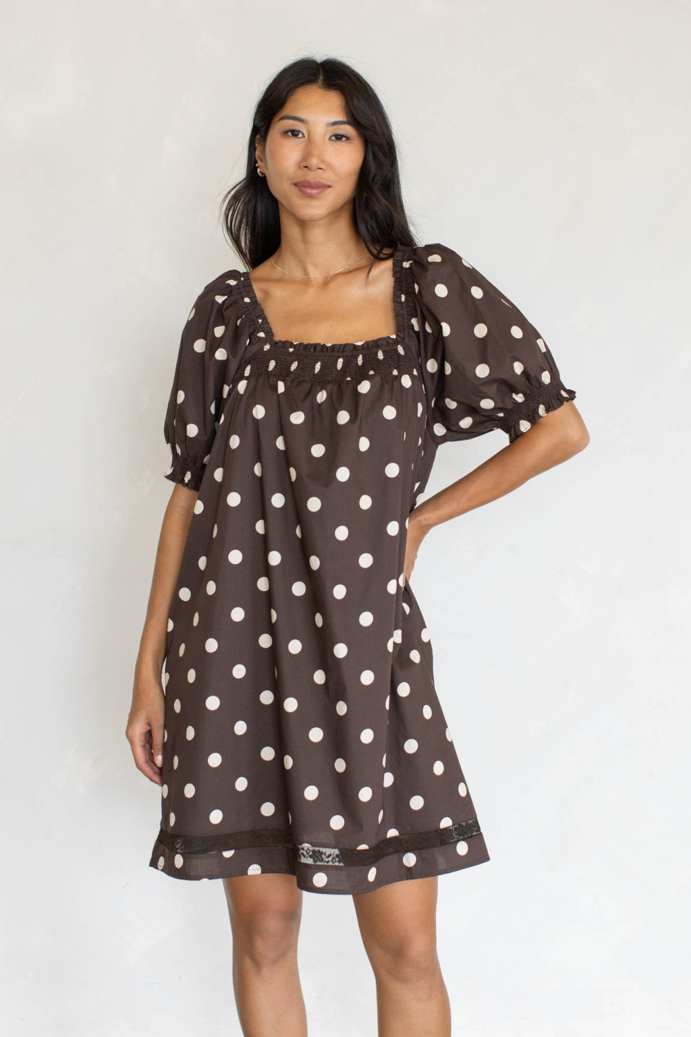 Linda Polka Dot Cotton Mini Dress