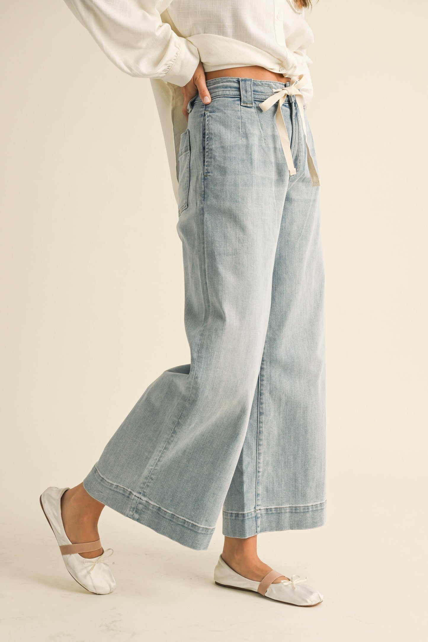 Ribbon Washed Denim Jeans