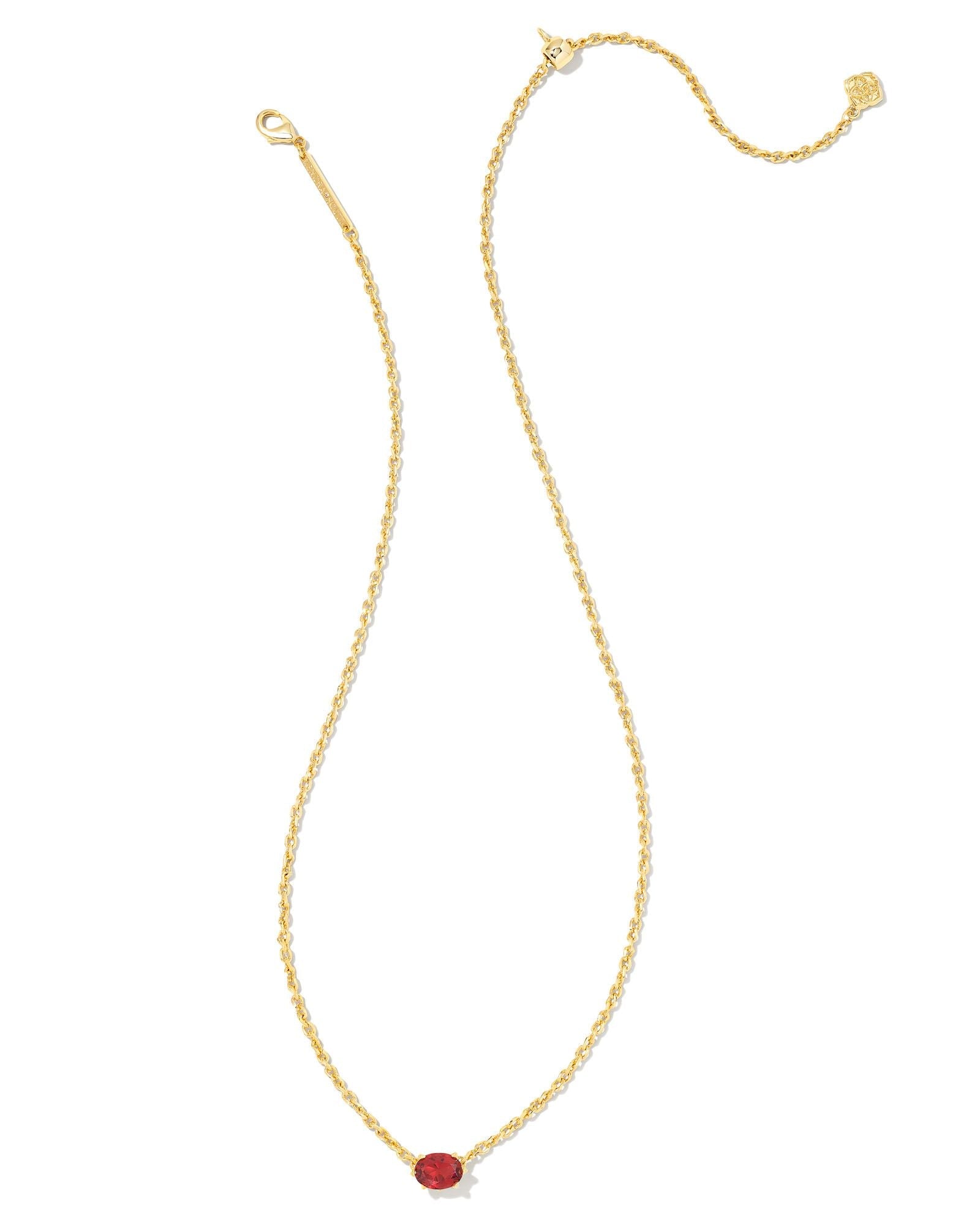 Cailin Crystal Pendant Necklace In Gold Burgundy Crystal.