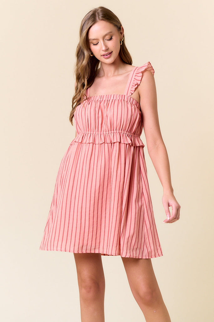 annie mini dress pink 21Six ANNIE CHIFFON FUNNEL MINI DRESS